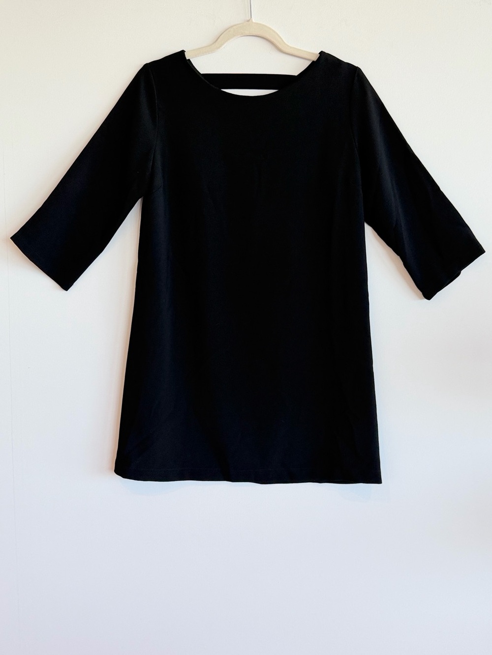 Veronica M Retro 1960s Mod Style Black Open Drape Back Shift Dress XS